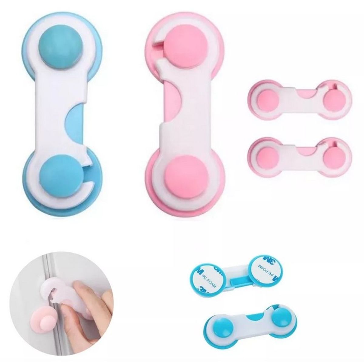 GENERICO - Set 2 Unds Traba Bloqueo Puertas Y Cajones Bebes Rosado
