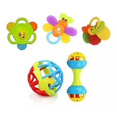 GENERICO - Set 5 Pzs Pelota - Sonajero - Sensorial Bebé estimulante
