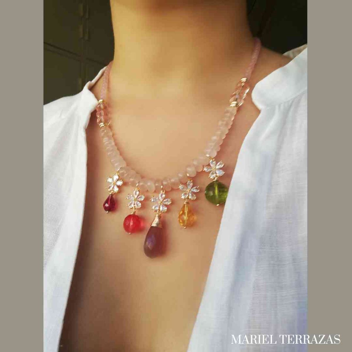 GENERICO - COLLAR BRISBANE CUARZO ROSA  MARIEL TERRAZAS JOYAS