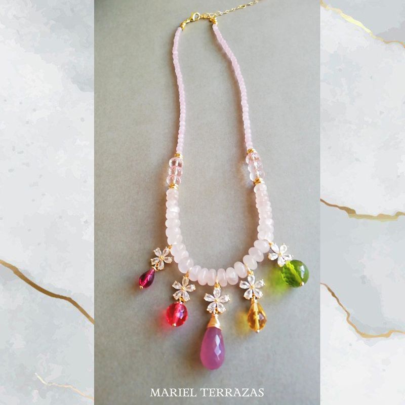 GENERICO - COLLAR BRISBANE CUARZO ROSA  MARIEL TERRAZAS JOYAS