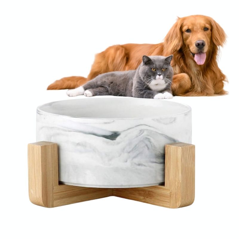 GENERICO - Plato Comedero Bebedero Cerámica Mascotas Perro  Gato Gris