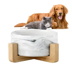 GENERICO - Plato Comedero Bebedero Cerámica Mascotas Perro Gato Gris