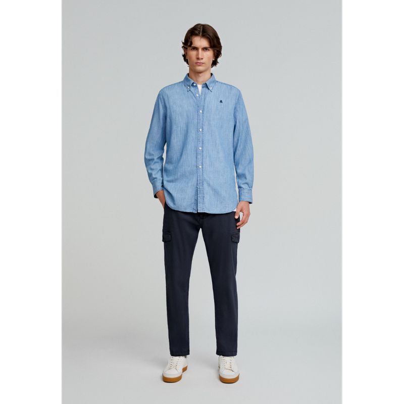 SCALPERS - Camisa Denim Calavera Cuello Botones