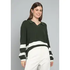ESPRIT - Sweater Cuello Camisero Mujer