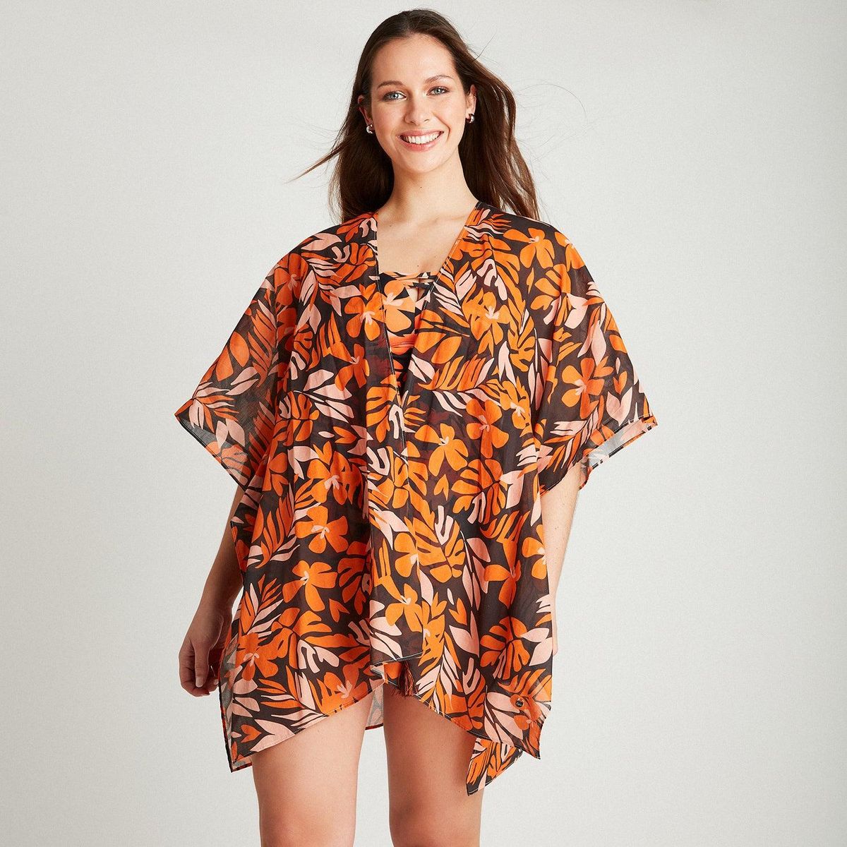 CURVI - Salida De Playa Estampada Naranjo