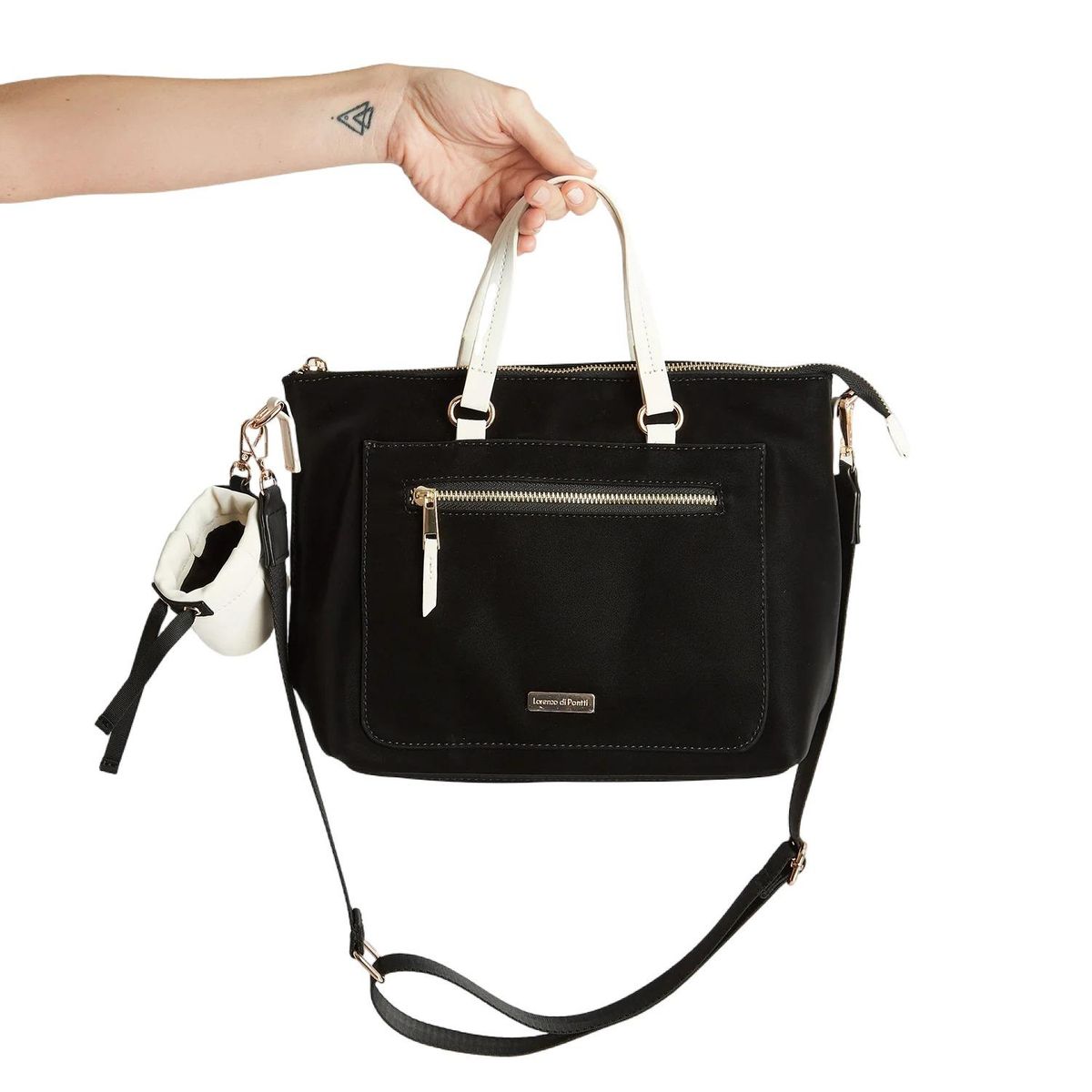 LORENZO DI PONTTI - Cartera Con Asa Textura Suave Negro