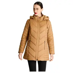 LORENZO DI PONTTI - Parka Larga Con Cierre Frontal Y Gorro Camel