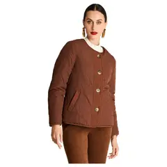 CURVI - Parka Reversible De Sherpa Estampada Café