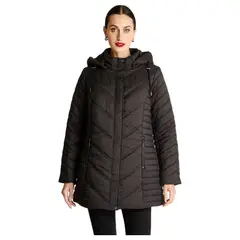 LORENZO DI PONTTI - Parka Larga Con Cierre Frontal Y Gorro Negro