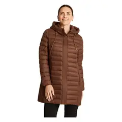 CURVI - Parka Manga Larga Basica Larga Café