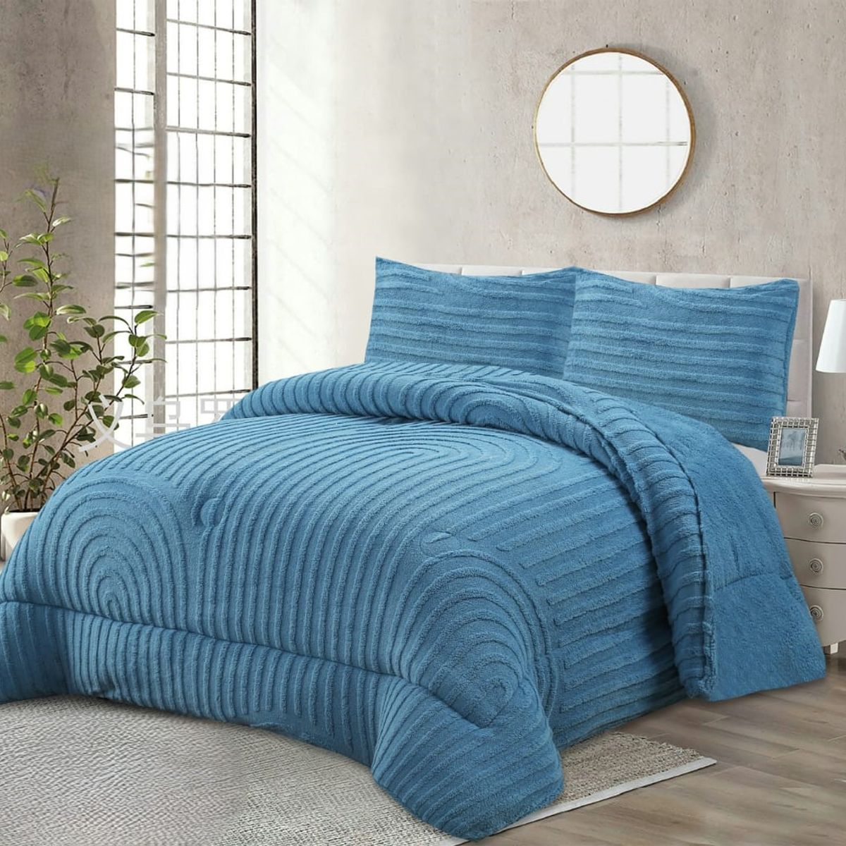 GENERICO - COBERTOR DE INVIERNO FELPA CON CHIPORRO DISEÑO ACANALADO