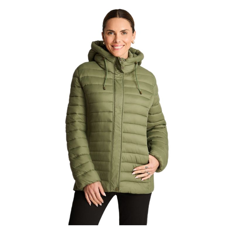CURVI - Parka Manga Larga Basica Corta Verde