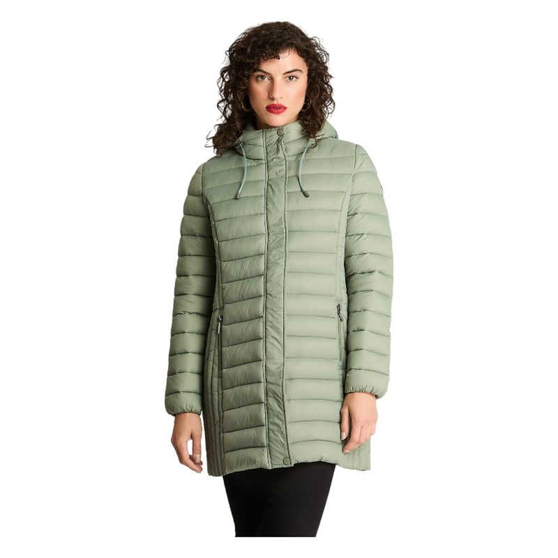 CURVI - Parka Manga Larga Basica Larga Verde