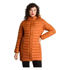 CURVI - Parka Manga Larga Basica Larga Terracota