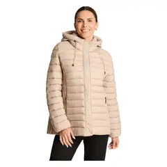 CURVI - Parka Manga Larga Basica Corta Beige