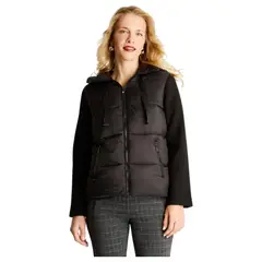 LORENZO DI PONTTI - Parka Negra Con Manga De Abrigo Negro
