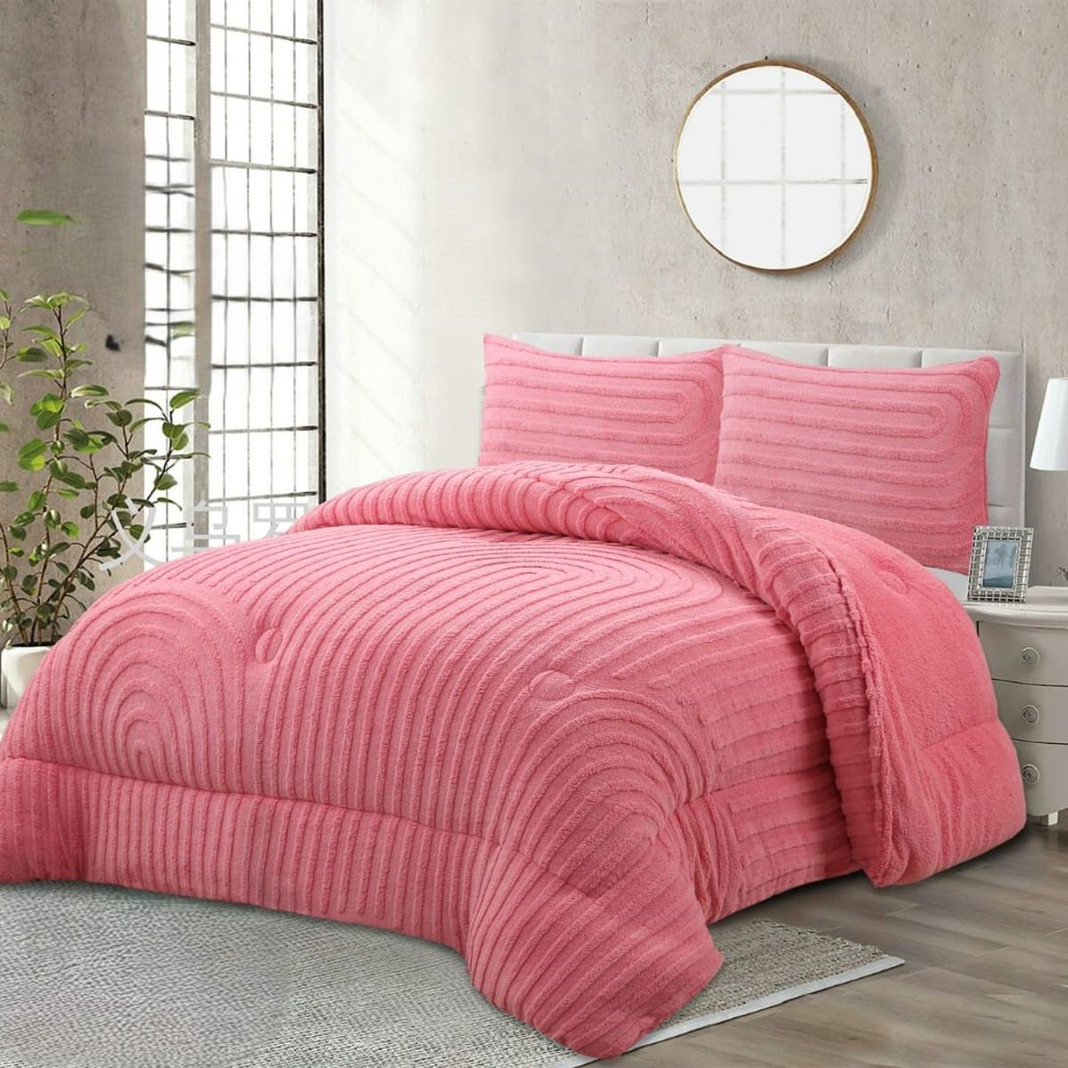 GENERICO - COBERTOR DE INVIERNO TEXTURIZADO CON CHIPORRO DISEÑO ACANALADO