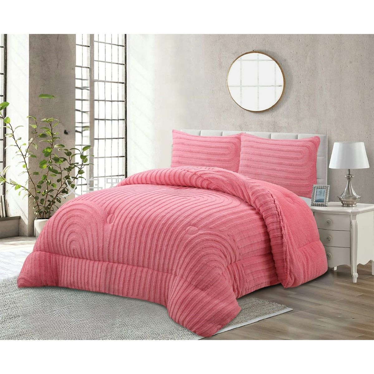 GENERICO - COBERTOR DE INVIERNO TEXTURIZADO CON CHIPORRO DISEÑO ACANALADO