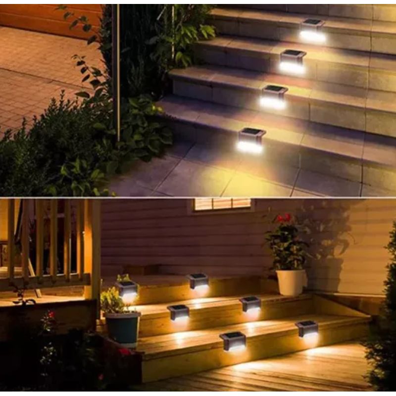 GENERICO - Kit 4 Luces Solares Patio Jardín Para Escalera Y Muros Color Negro