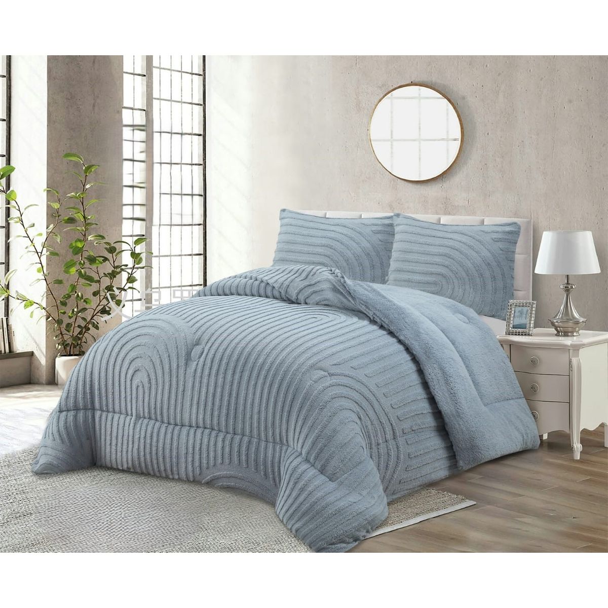 GENERICO - COBERTOR DE INVIERNO FELPA CON CHIPORRO DISEÑO ACANALADO