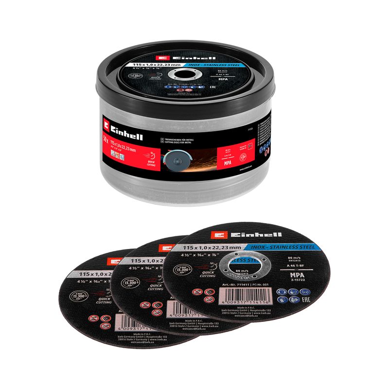 EINHELL - Set 50 Discos Corte Metal Inox 115X1MM Einhell 49711526