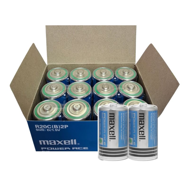 MAXELL - Pack 12 Pilas Tipo D Carbon Maxell R20