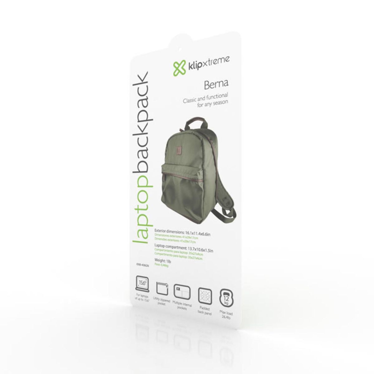 KLIP XTREME - Mochila Notebook Hasta 15.6" cap 12Kg Klip Xtreme KNB-406 - Verde - 1