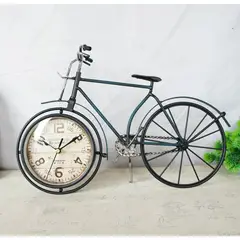 GENERICO - RELOJ VINTAGE SOBRE MESA BICICLETA RETRO COLOR PETROLEO METAL