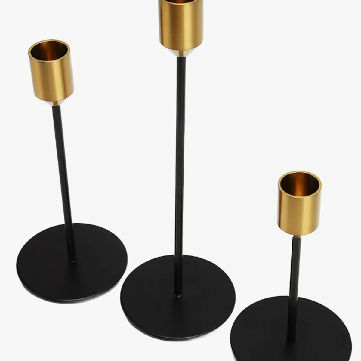 GENERICO - Candelabro Porta vela Set 3 unidades - Negro-Dorado