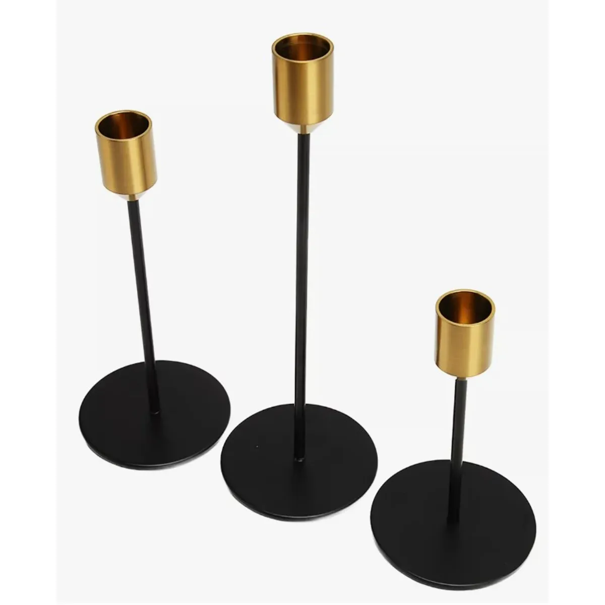 GENERICO - Candelabro Porta vela Set 3 unidades - Negro-Dorado