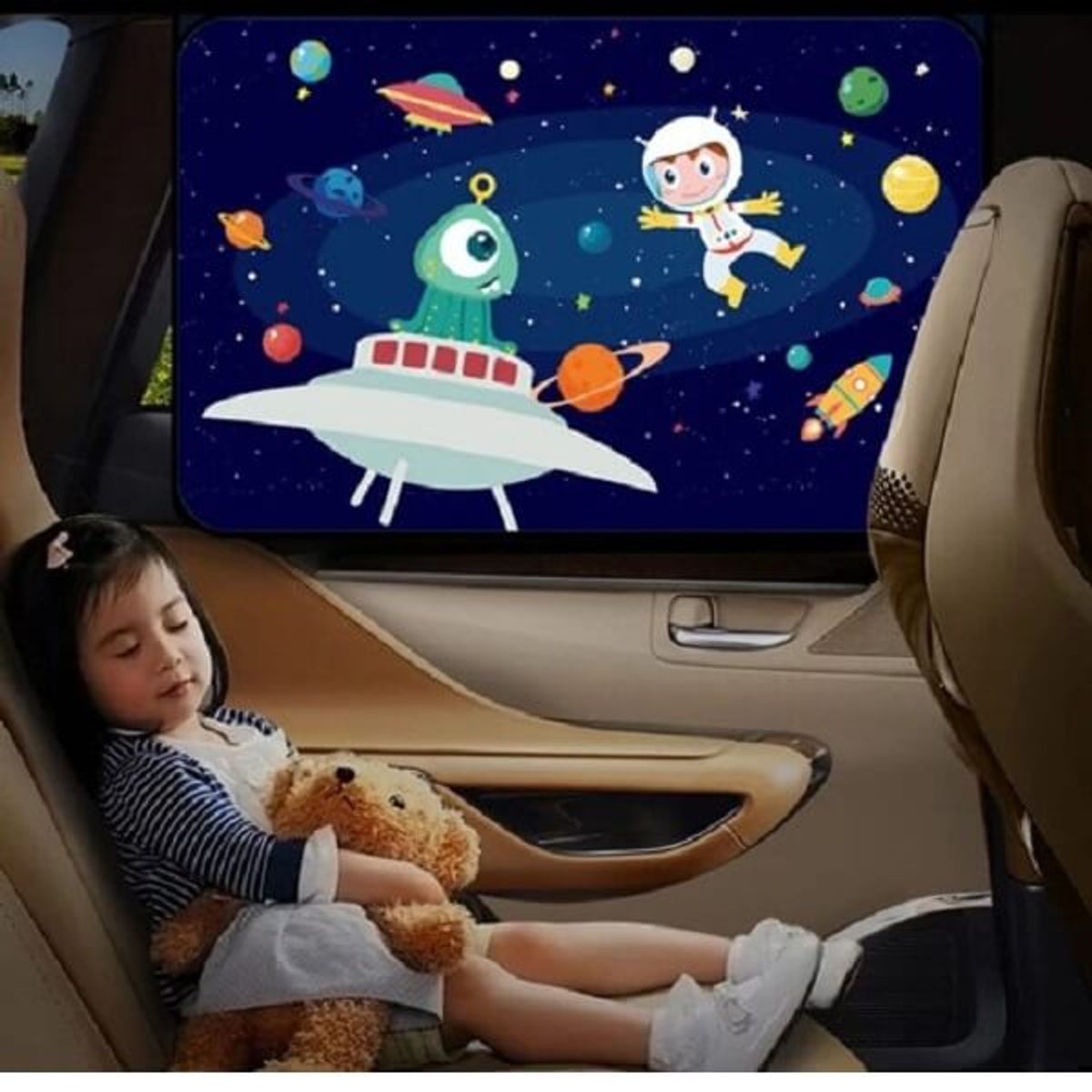 GENERICO - Cortina Parasol Infantil Para Auto Con Iman Astronauta