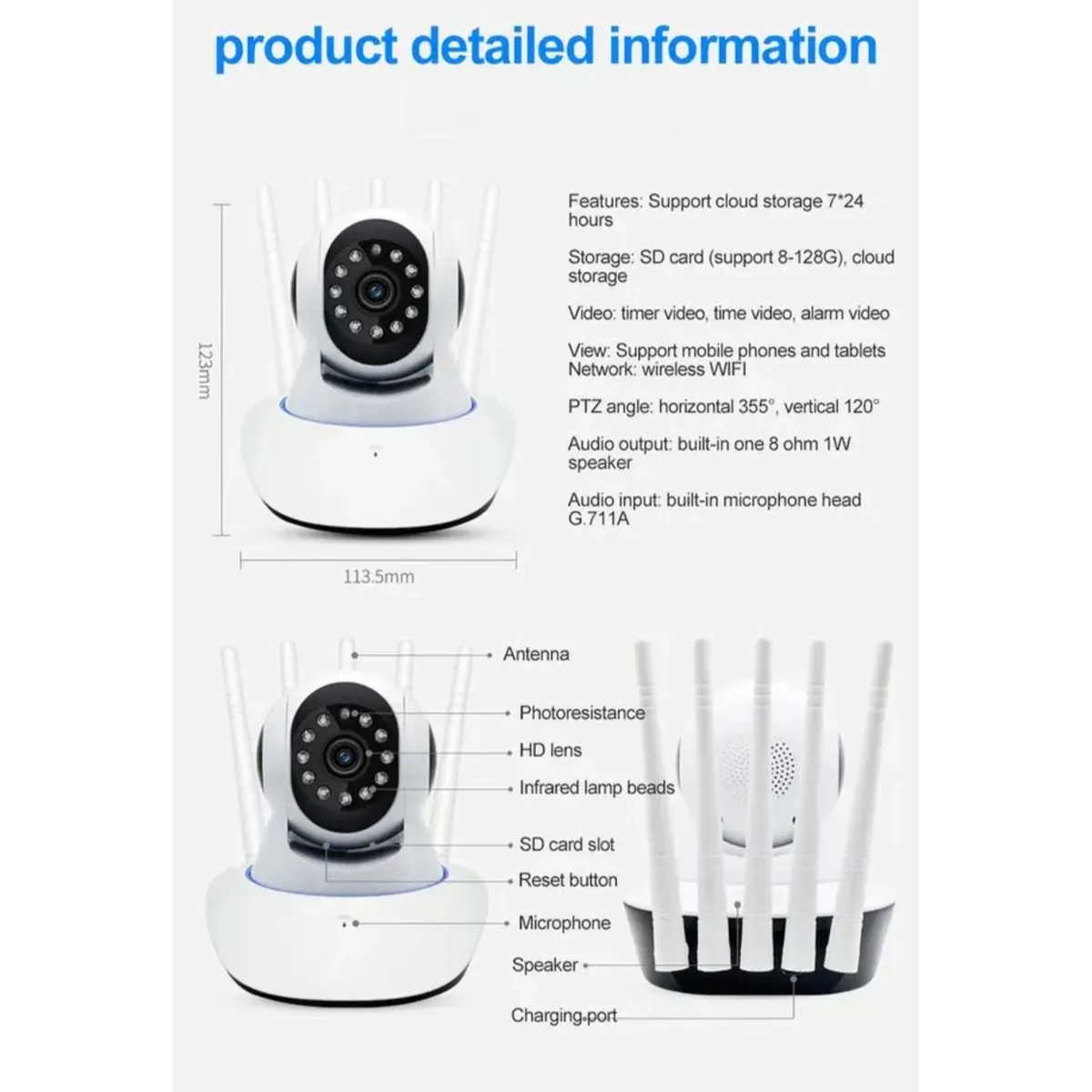 MOVI - CAMARA SEGURIDAD IP WIFI HD MOTORIZADA VISION NOCTURNA 360º