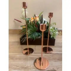 GENERICO - CANDELABRO PORTA VELA SET 3 UNIDADES GOLD-ROSA