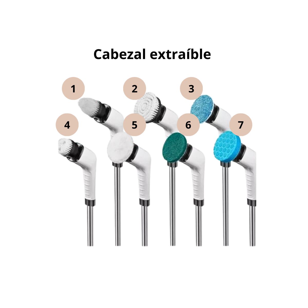 GENERICO - Cepillo Limpieza Eléctrico Portátil Multiuso 7En1