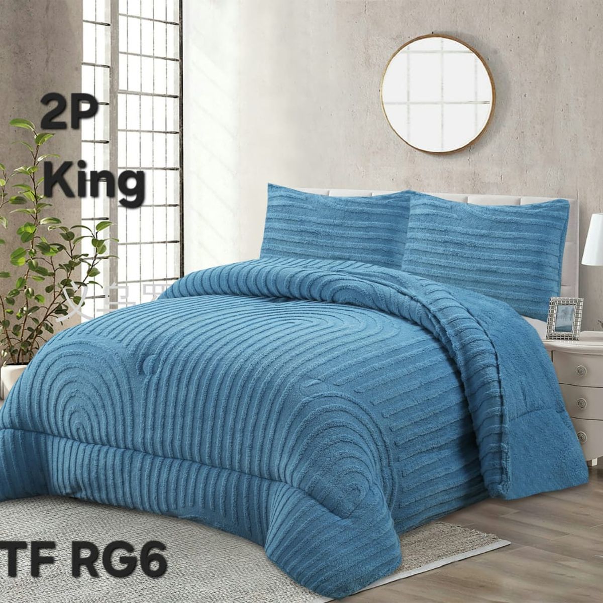 GENERICO - COBERTOR DE INVIERNO TEXTURIZADO CON CHIPORRO DISEÑO ACANALADO