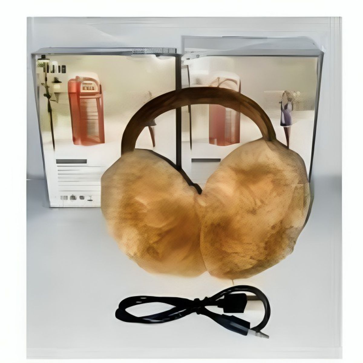 GENERICO - AUDIFONO DIADEMA CON OREJERAS FELPA - MARRON