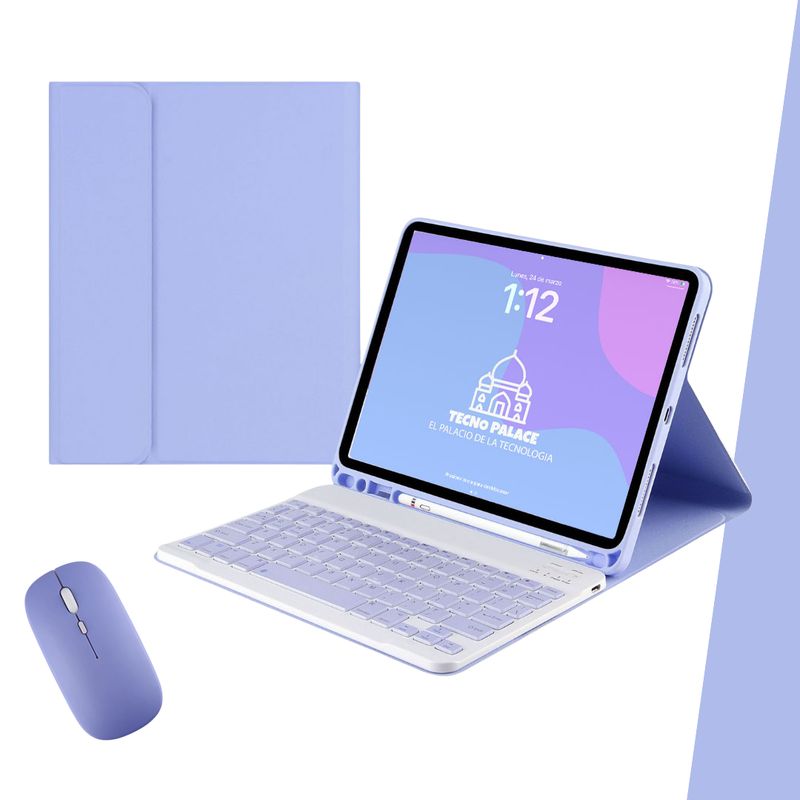 GENERICO - Fundas Con Teclado y Mouse Para iPad Mini 2-3-4-5 Incluye letra Ñ