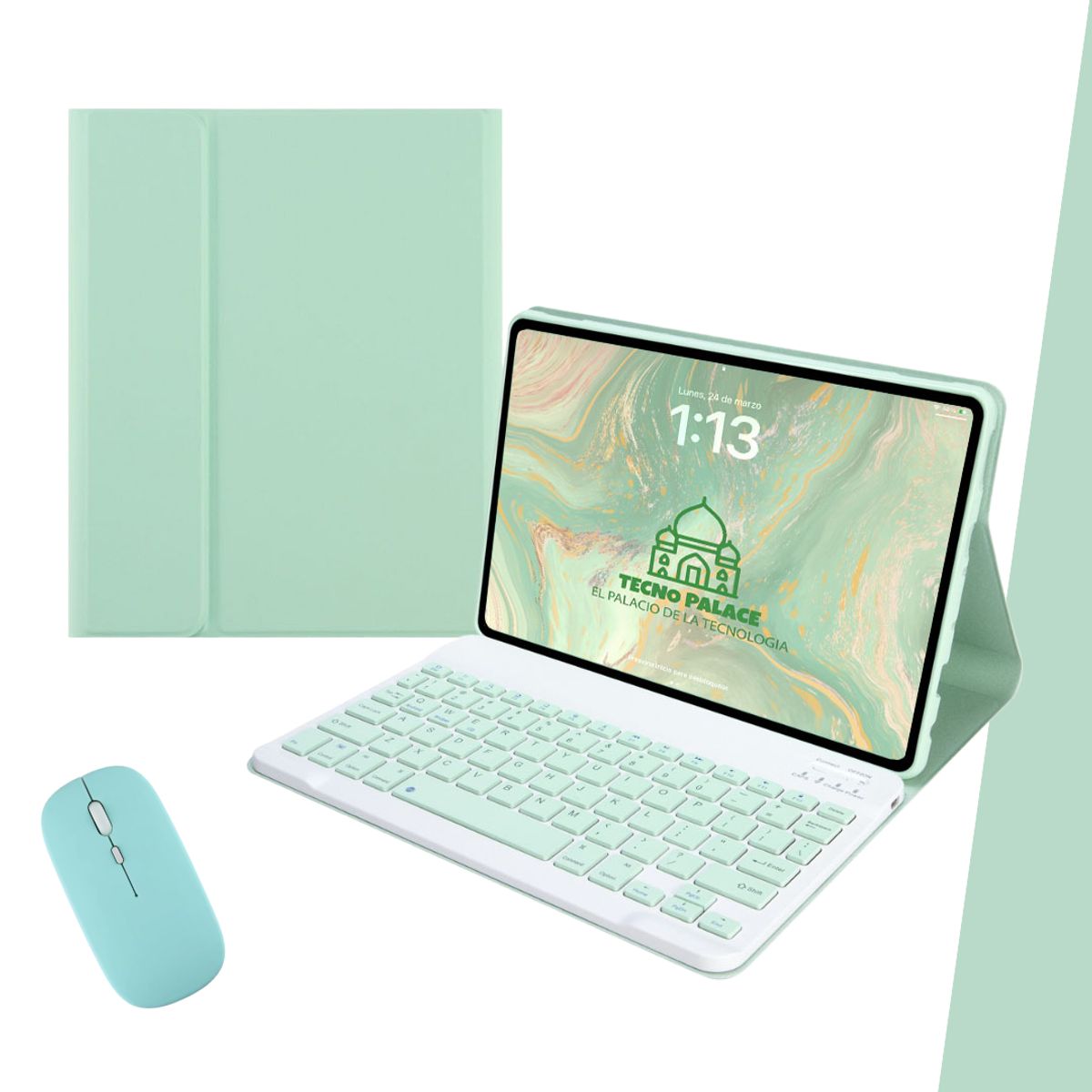 GENERICO - Fundas Con Teclado y Mouse Para iPad Mini 2-3-4-5 Incluye letra Ñ.