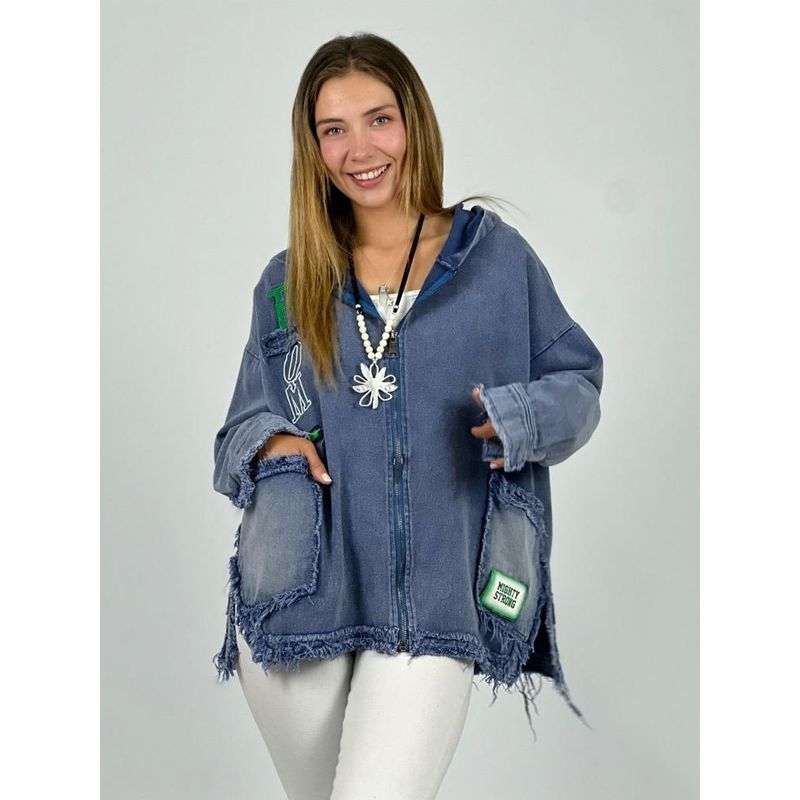 ENIGMATICA BOUTIQUE - Chaqueta Mezclilla ROM con Hilachas - Negro - Único