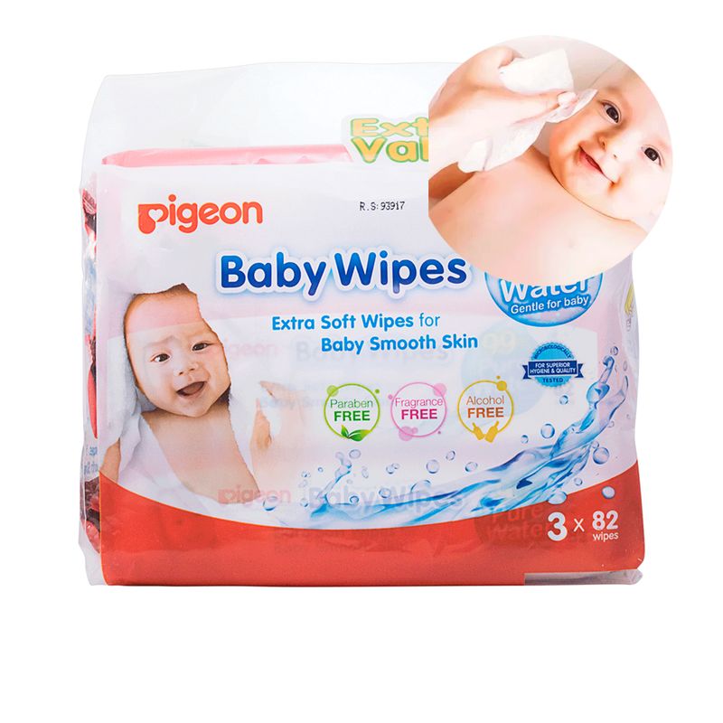 PIGEON - Toallitas Húmedas Baby Wipes 99% Agua 82u Pack X3 Pigeon