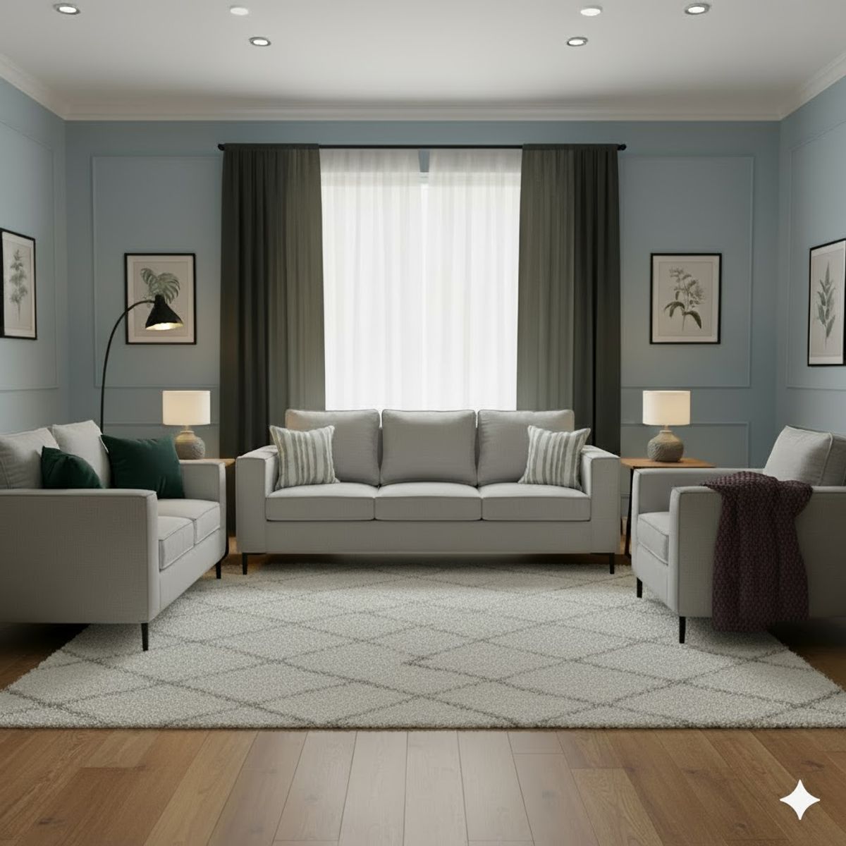 SITIAL HOME - Living 311 Venetto 321 Gris claro  juego de sofas 3,2 y 1 cuerpos con resortes
