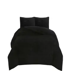 GENERICO - CUBRECAMA PELUDO CON CHIPORRO INVIERNO 2 PLAZAS Negro