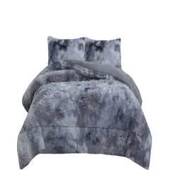 GENERICO - CUBRECAMA PELUDO CON CHIPORRO INVIERNO 2 PLAZAS Gris Jaspeado