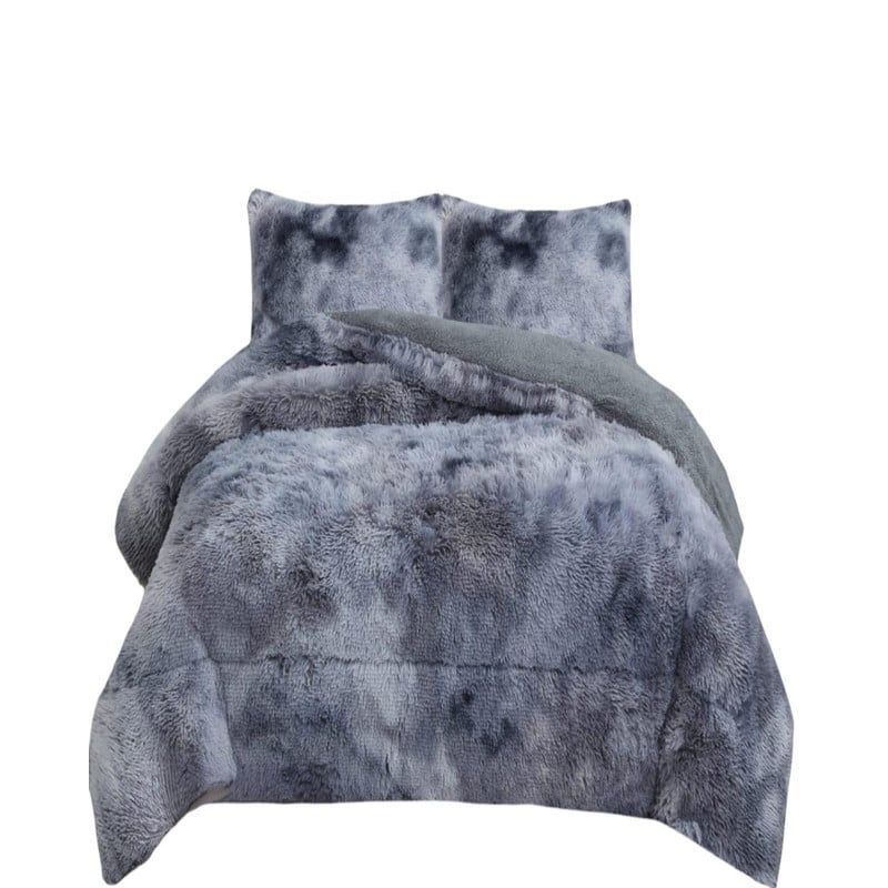 GENERICO - CUBRECAMA PELUDO INVIERNO  PLAZA Y MEDIA Gris Jaspeado