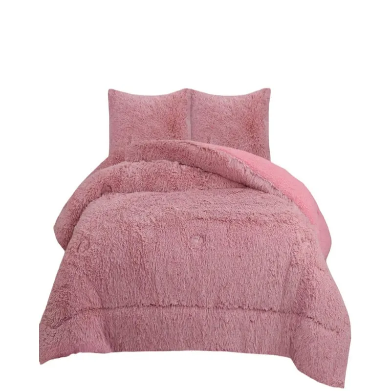 GENERICO - CUBRECAMA PELUDO INVIERNO  PLAZA Y MEDIA ROSA