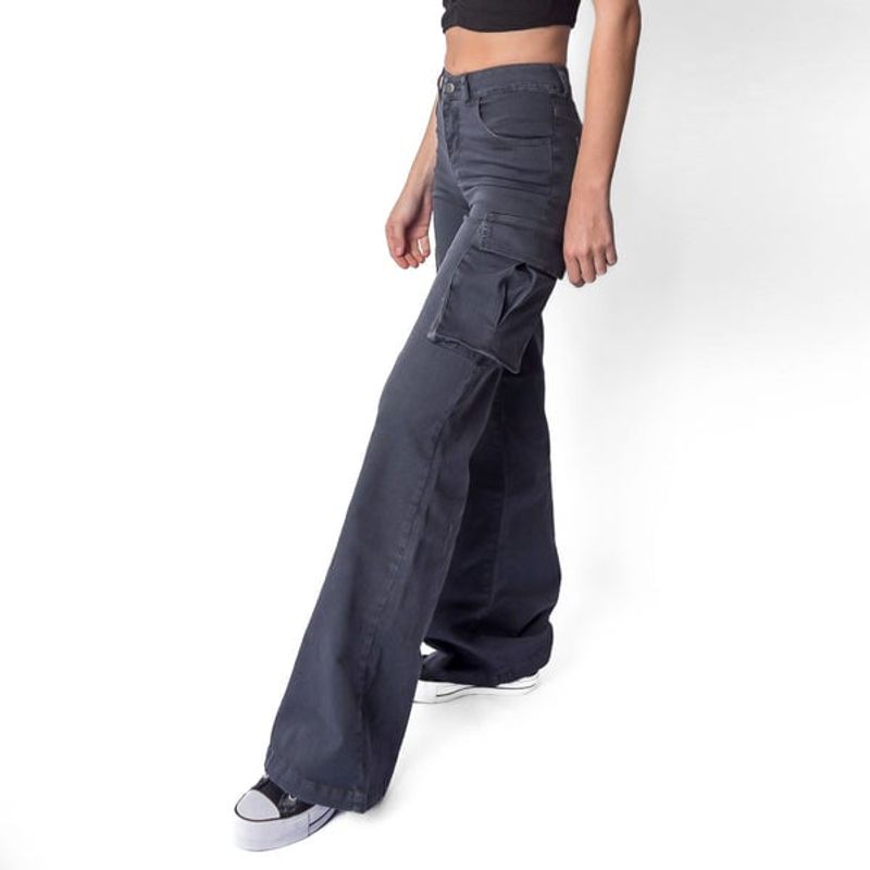 ME QUIERE MUCHO POQUITO NADA - Pantalón Cargo Marengo con Bolsillos de Gabardina - MQM