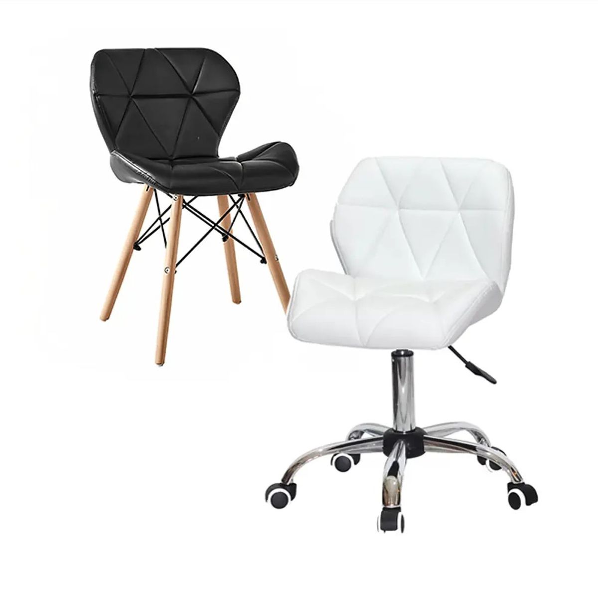 CORI CORI - Pack Manicurista Eames - Tipo Escritorio Blanco + Silla Negra