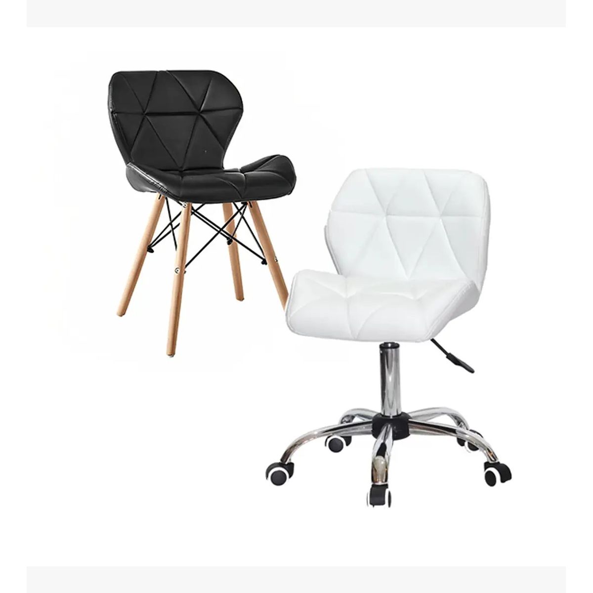 CORI CORI - Pack Manicurista Eames - Tipo Escritorio Blanco + Silla Negra