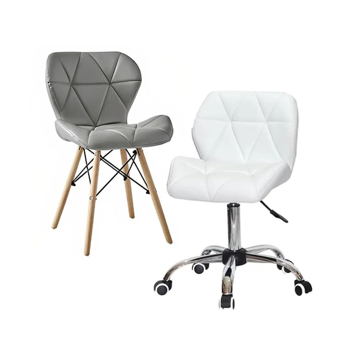 CORI CORI - Pack Manicurista Eames - Tipo Escritorio Blanco + Silla Gris