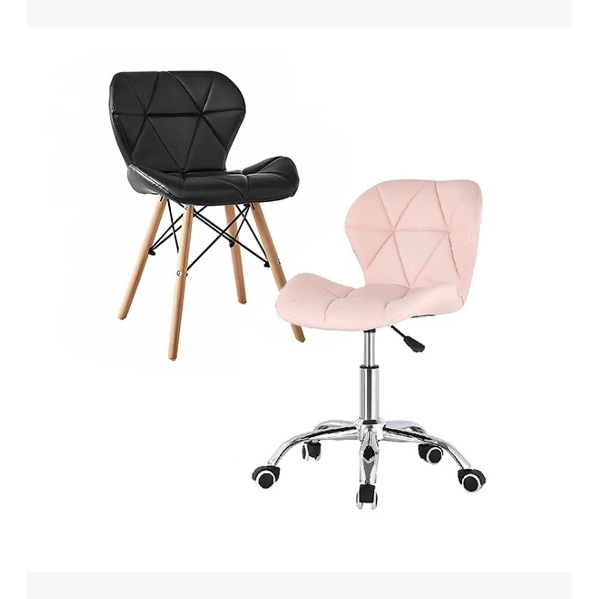 CORI CORI - Pack Manicurista Eames - Tipo Escritorio Rosa + Silla Negra